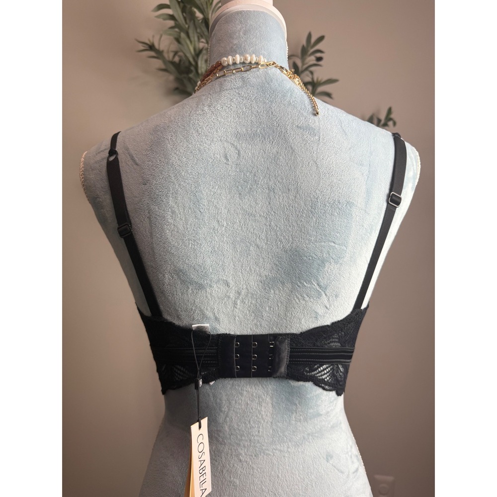 Cosabella Black Floral Lace Longline Underwire Bralette Adjustable Strap NEW 34D - Picture 11 of 12